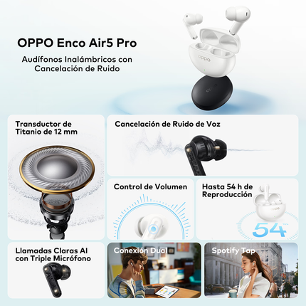 Auriculares Inalámbricos OPPO Enco Air5 Pro Bluetooth 6.0 – ANC, IP55 y Audio LHDC