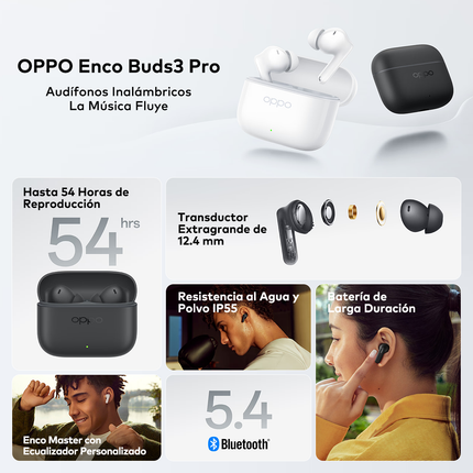 OPPO Enco Air4i Audífonos Inalámbricos Bluetooth 5.4 – Hasta 54h de Batería | IP55 Resistente al Agua